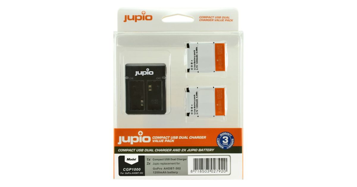 Jupio Batterie GoPro AHDBT-302 HERO3, HERO3+ 1200mAh