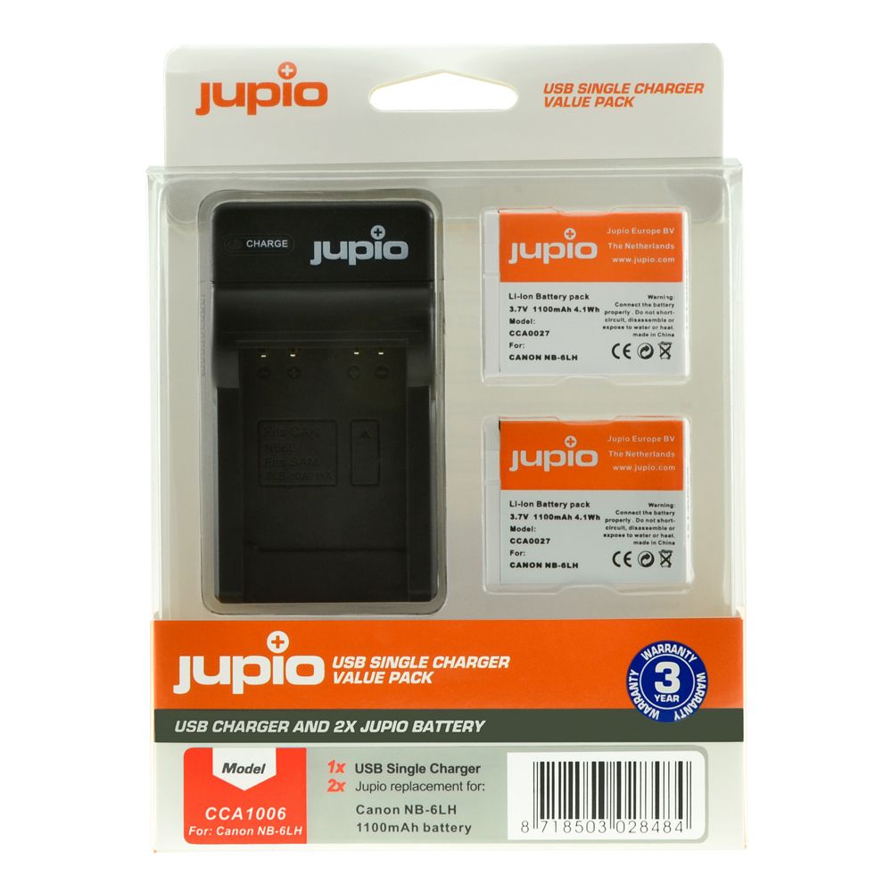 Jupio Value Pack Canon NB-6LH 2 db fényképezőgép akkumulátor + USB dupla töltő