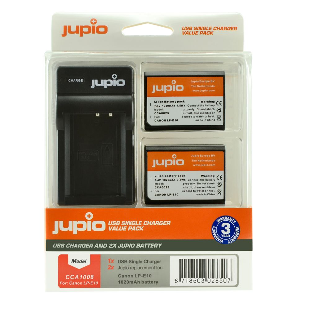 Jupio Value Pack Canon LP-E10 2db fényképezőgép akkumulátor + USB töltő
