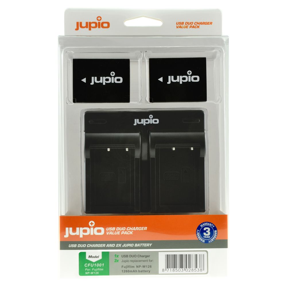 Jupio Value Pack Fujifilm NP-W126 2db fényképezőgép akkumulátor + USB töltő