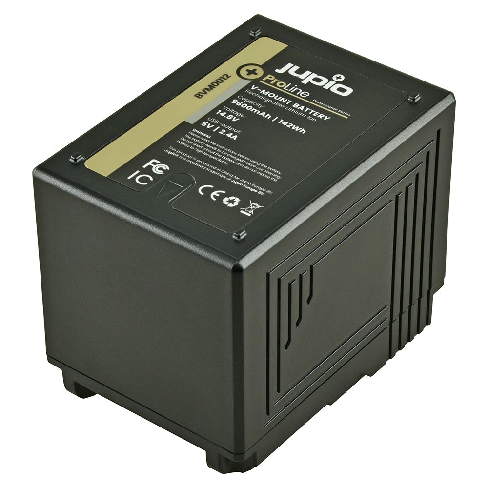 Jupio ProLine V-Mount 9600 mAh Broadcast akkumulátor LED kijelzővel, D-Tap és USB 5v DC kimenettel