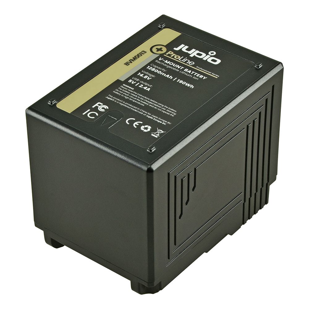 Jupio ProLine V-Mount 12800 mAh Broadcast akkumulátor LED kijelzővel, D-Tap és USB 5v DC kimenettel