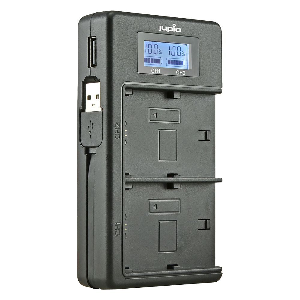 Jupio USB Duo töltő LCD kijelzővel Nikon EN-EL14 akkumulátorokhoz