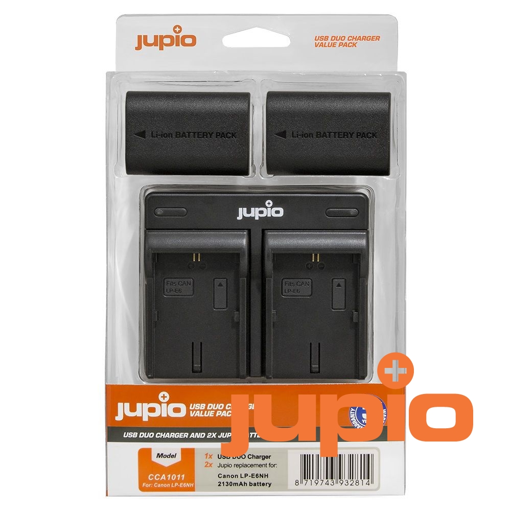 Jupio Value Pack Canon LP-E6NH 2db fényképezőgép akkumulátor + USB töltő