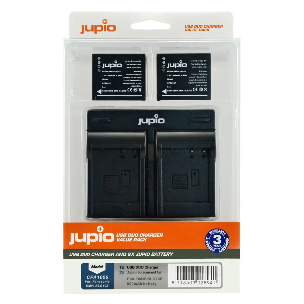 Jupio Value Pack Panasonic DMW-BLG10 2db fényképezőgép akkumulátor + USB dupla töltő