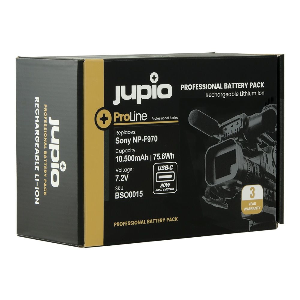 Jupio ProLine Ultra-C Sony NP-F970 10500 mAh videokamera akkumulátor USB-C töltéssel